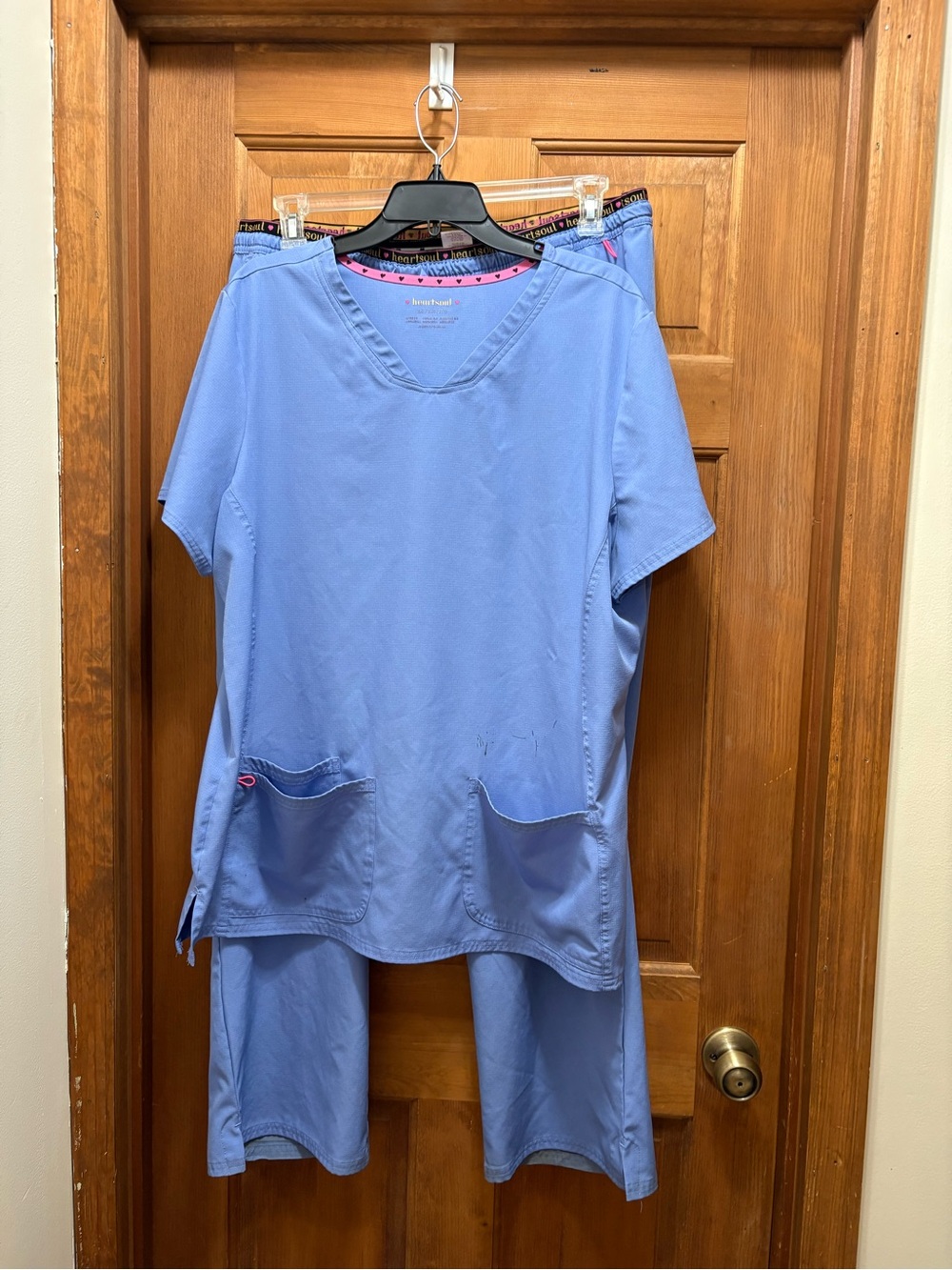 HeartSoul Women’s Scrub Top and Pant Set in Periwinkle Blue